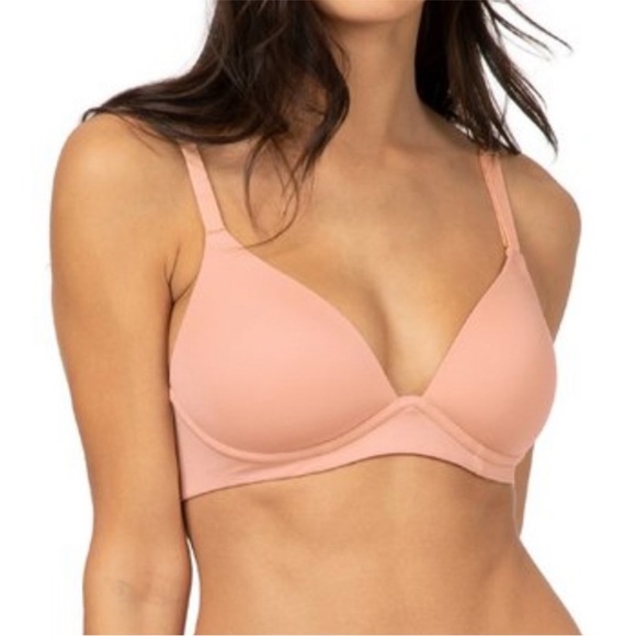 NWT LIVELY All Day Plunge No Wire Convertible Racerback Bra Shell Pink 32DD - Picture 2 of 4